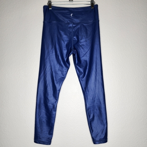 Zyia Blue Metallic Liquid Faux Leather Leggings 8-10 - Picture 3 of 7